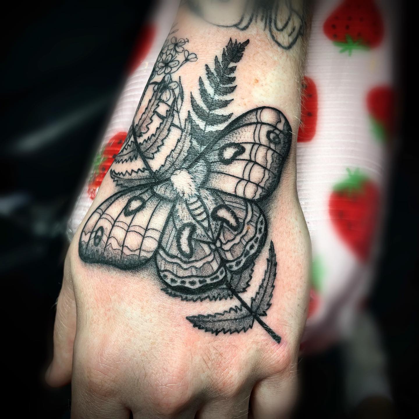 Butterfly black and grey tattoo on the hand by π©ππ π