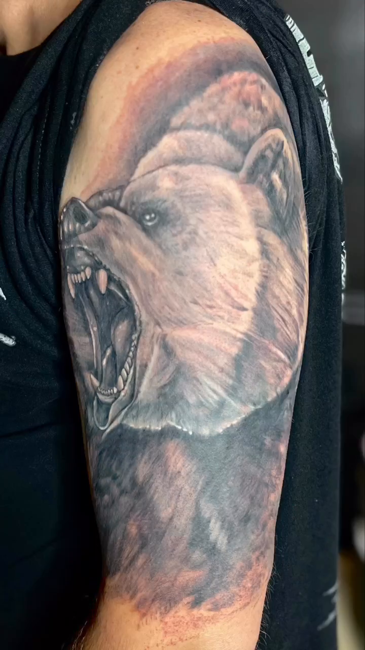 Bear head realism tattoo by Look