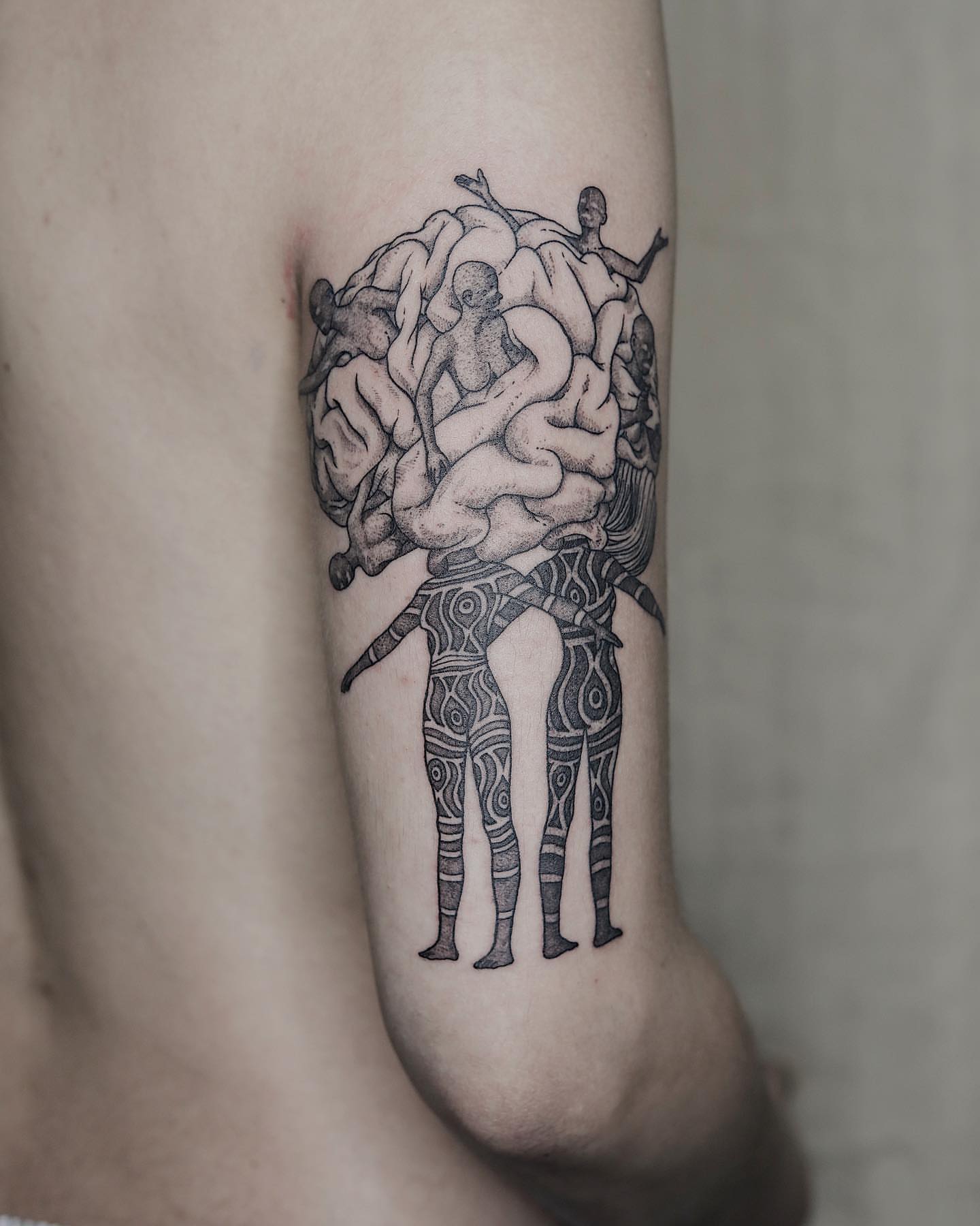 Tattoo by @liningtattoo — dotwork, black_and_grey