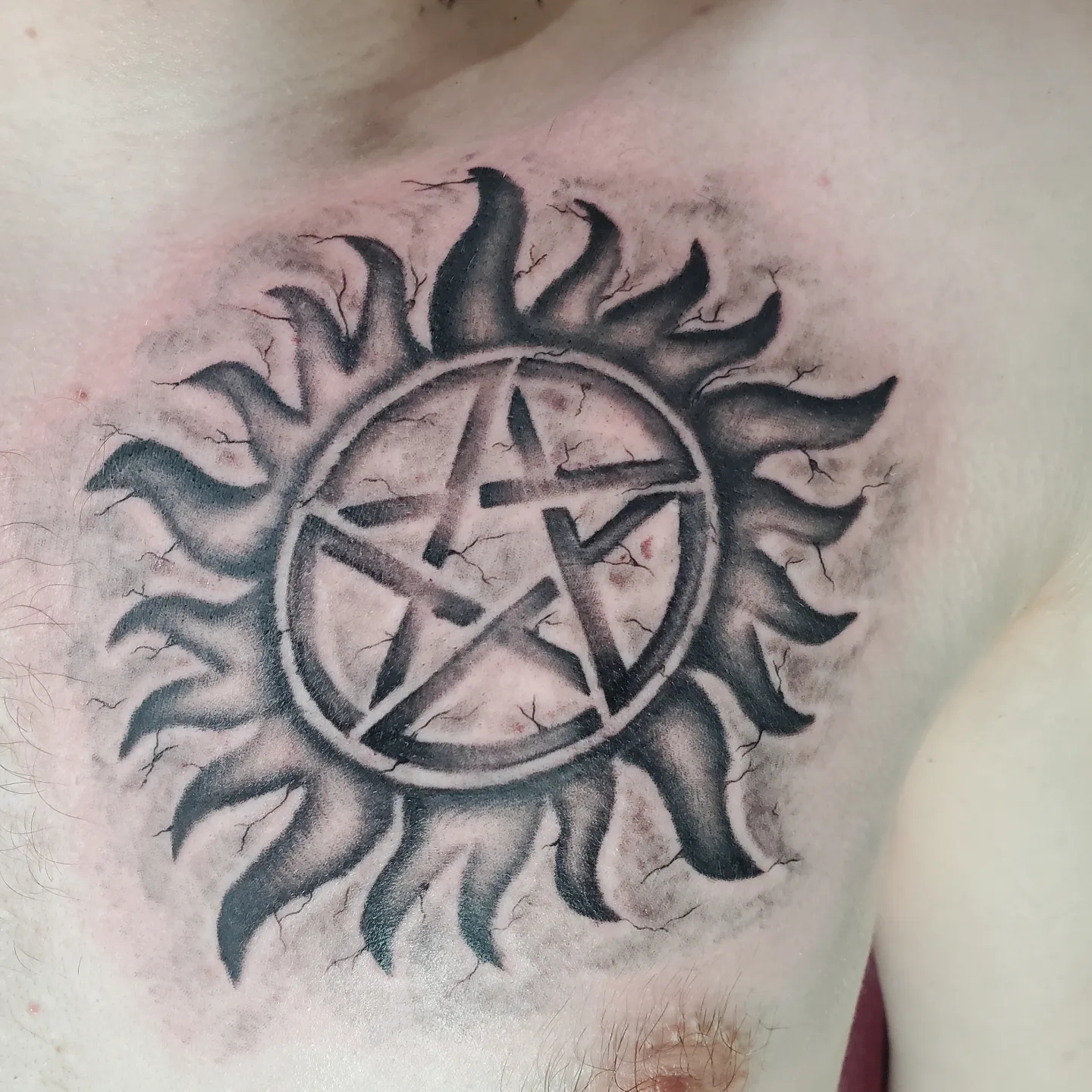 Tattoo by @haileysharpstabs — black_and_grey