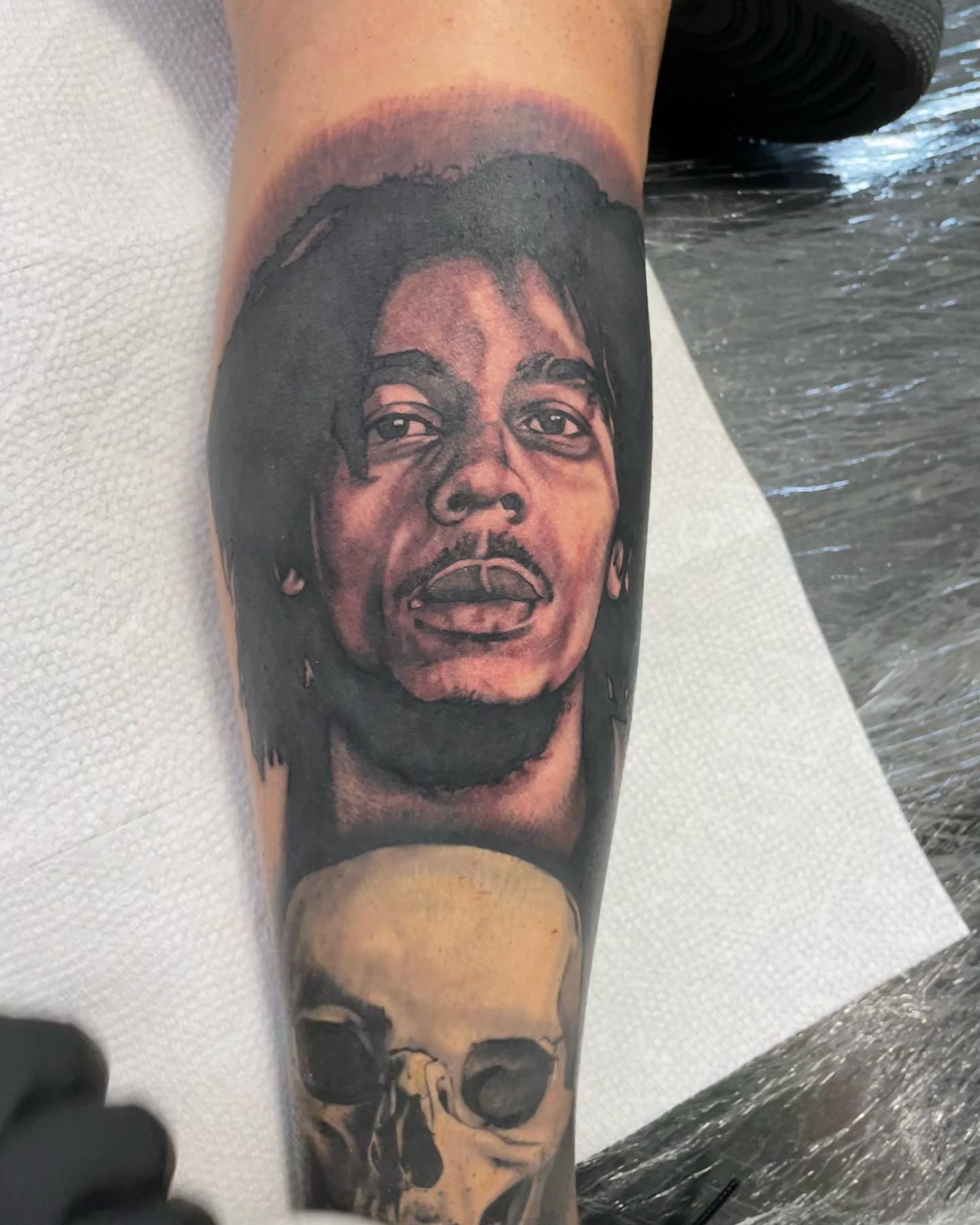 Portrait of a man realism tattoo on the forearm by payaso