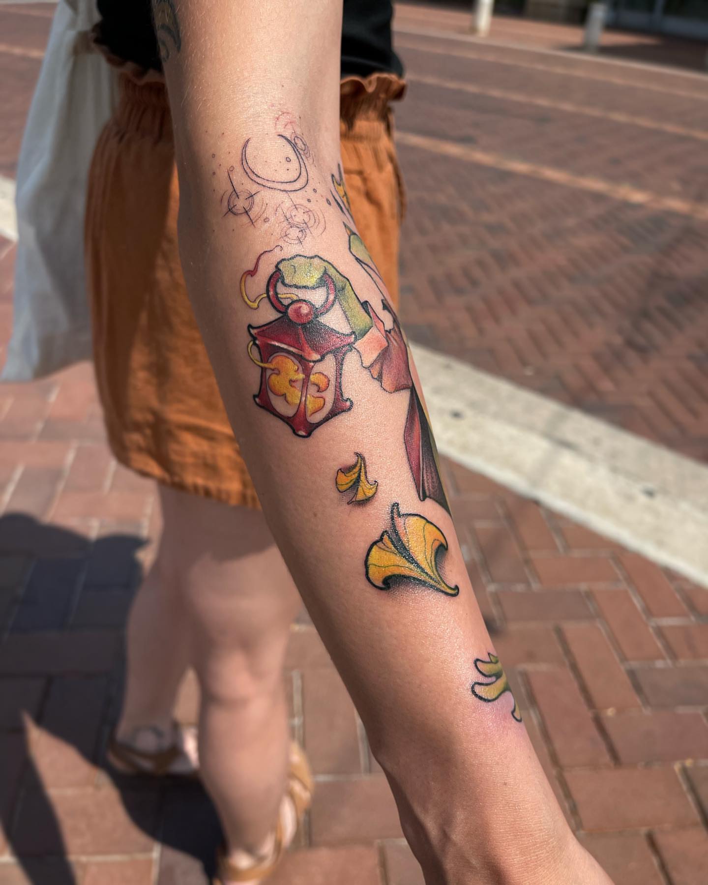 Fall leaves dotwork tattoo on the forearm by ceci✨, Edinburg, Texas