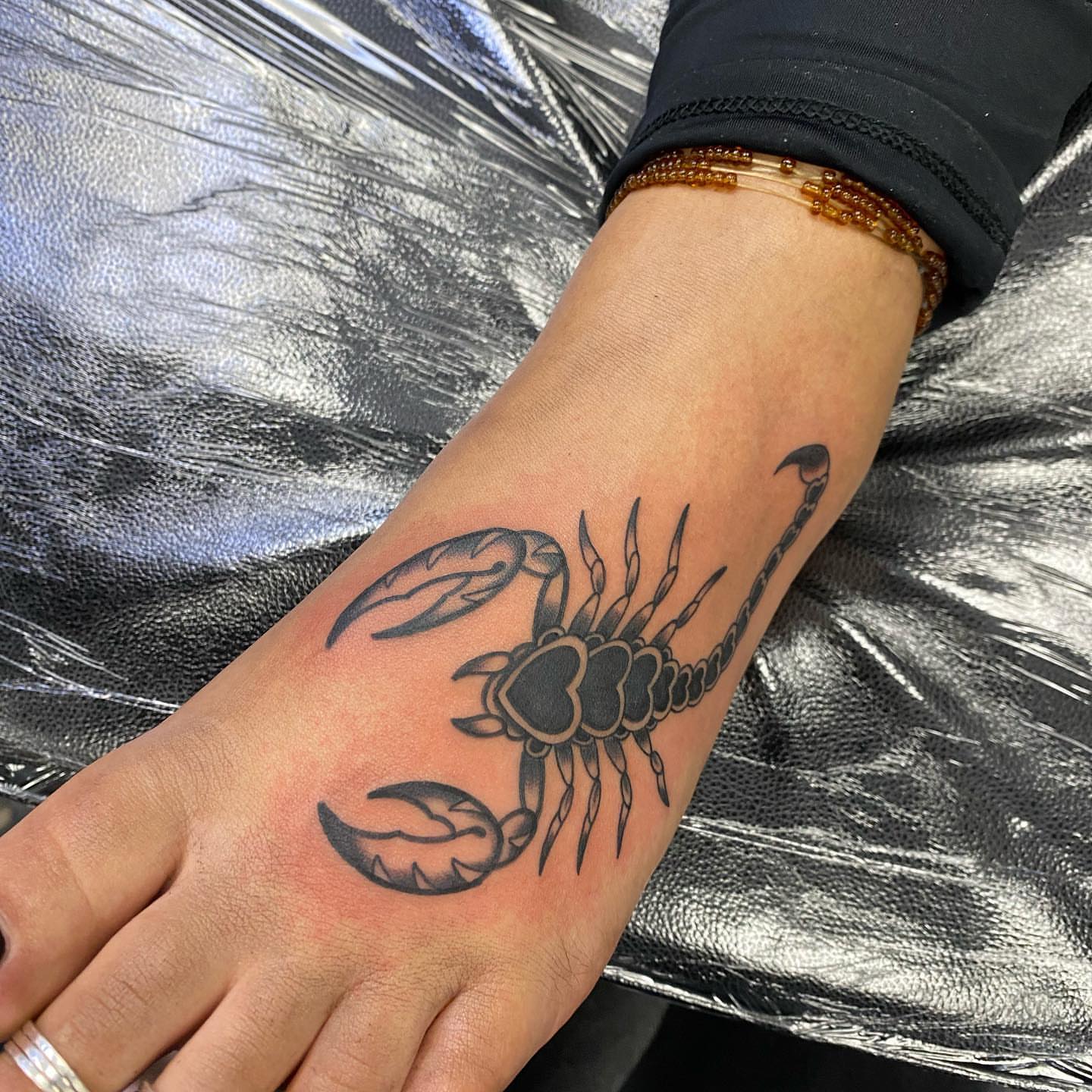 Scorpion black and grey tattoo on the forearm by S C O T T