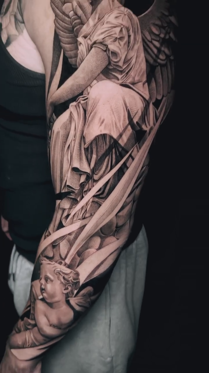 Tattoo by @_escobart — realism, black_and_grey