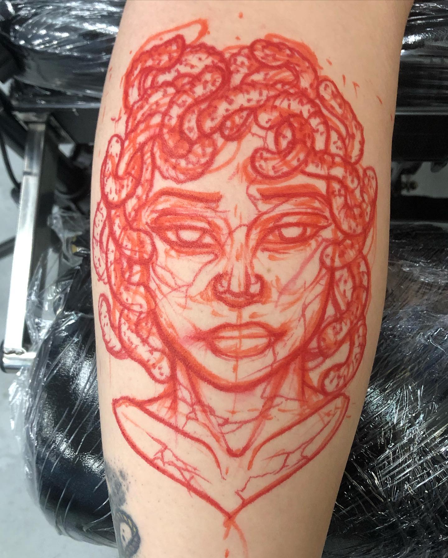 Medusa neo-traditional tattoo on the forearm by Saint Jimmy