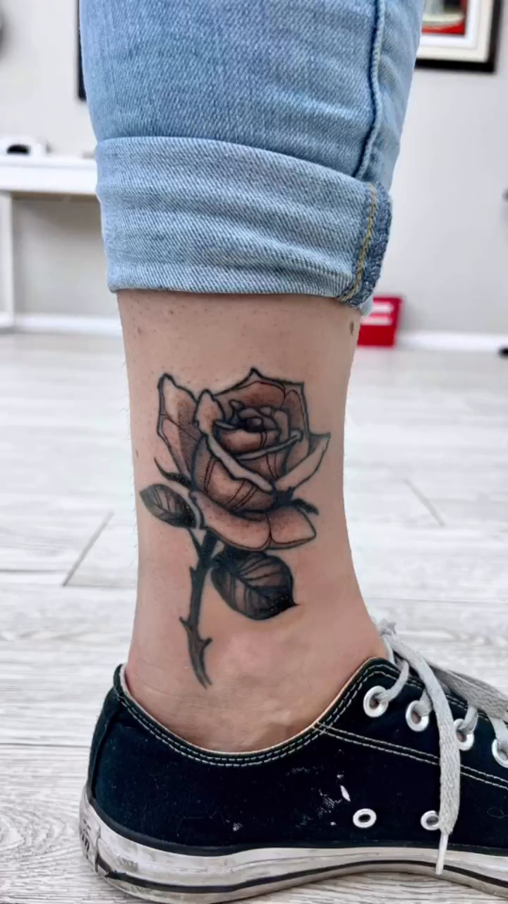 Rose realism tattoo by Ashley Fino, Las Vegas, Nevada