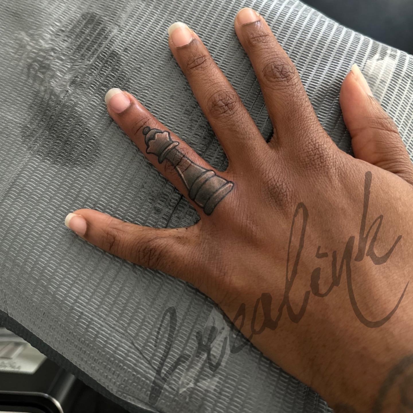 Chess piece black and grey tattoo on the hand by 2realink - Tattoo Artist