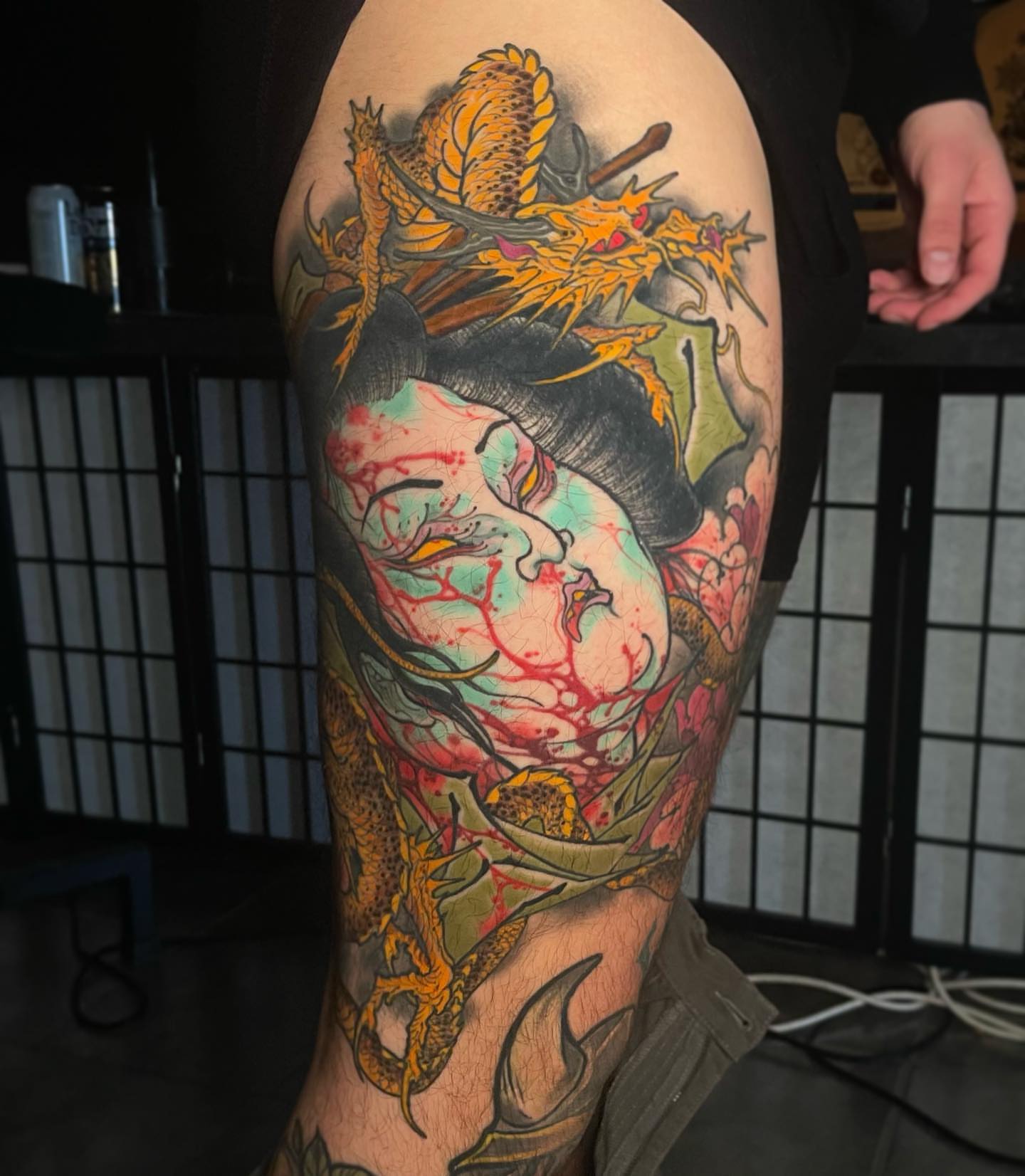 Tattoo by @r_goodkind — japanese_irezumi, dotwork