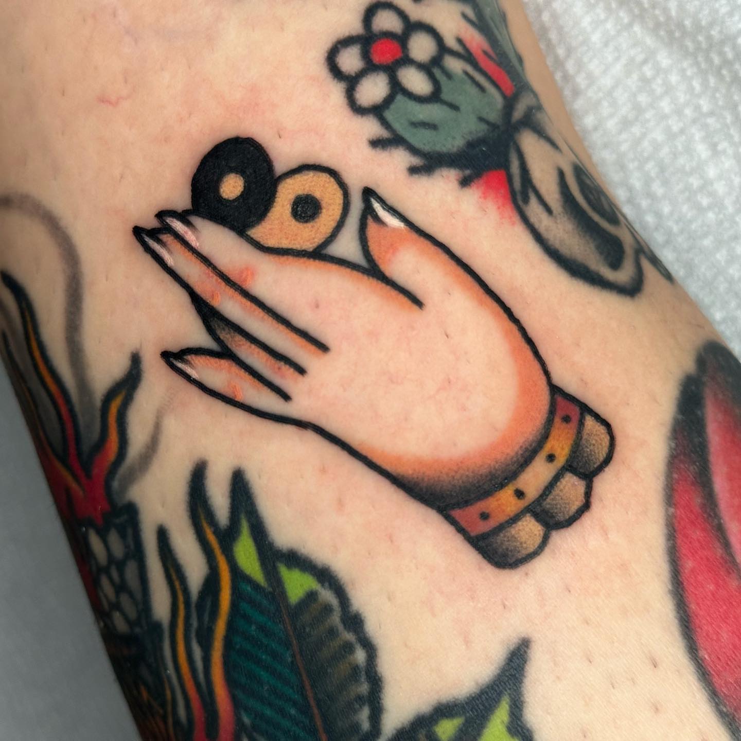 Frog American traditional tattoo on the forearm by π»πππππ πΉπππ