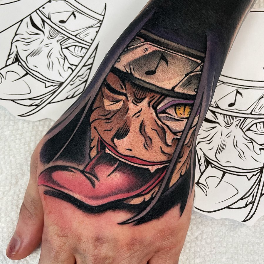 Anime character anime tattoo on the hand by Bold Anime Tattoos