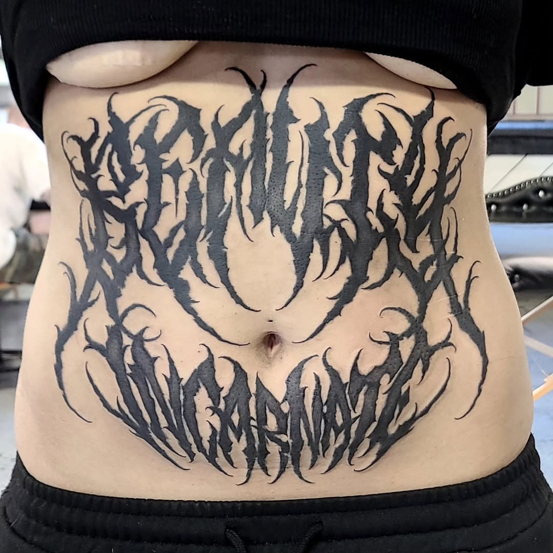 Tattoo by @heathen_tattooer โ lettering_script, blackwork