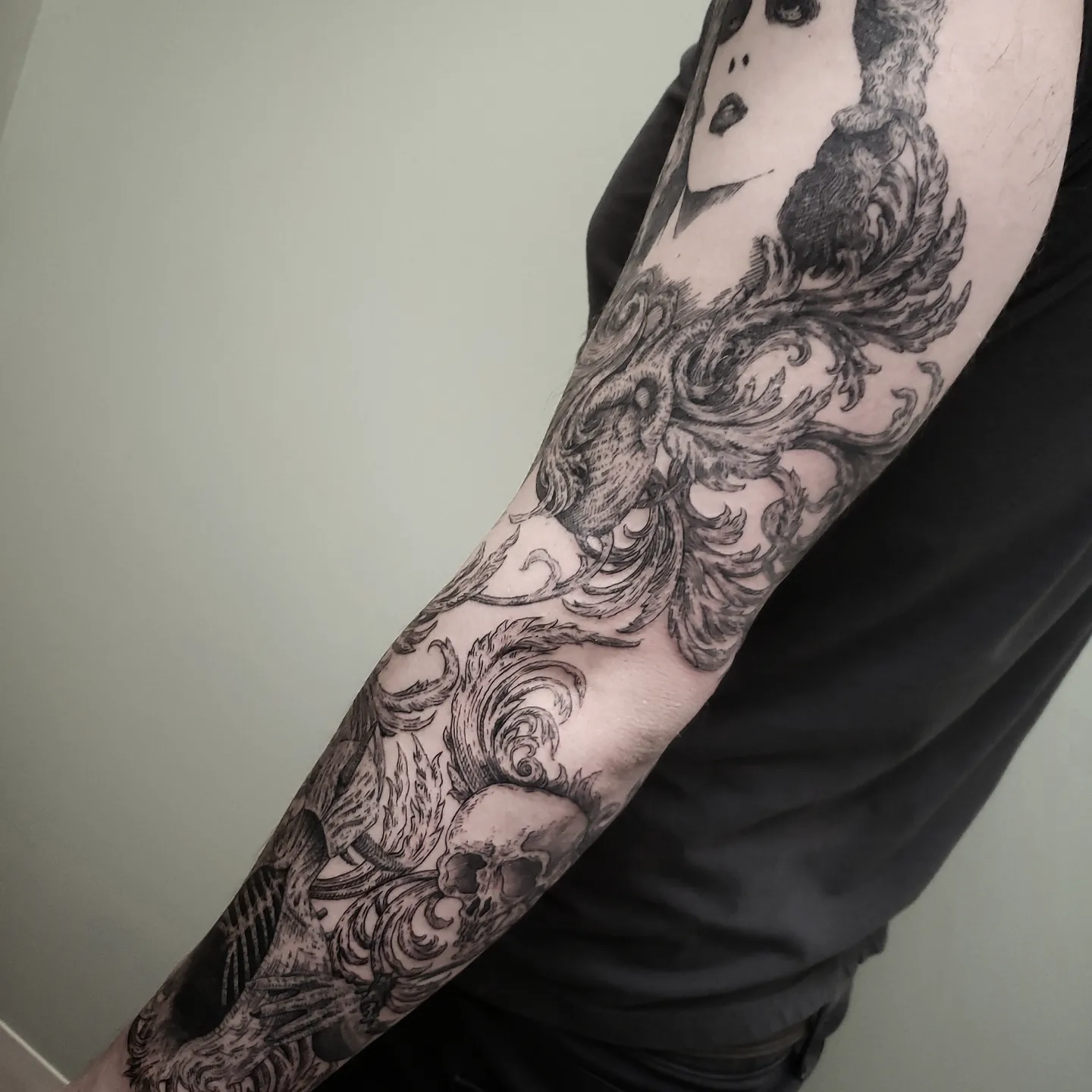 Tattoo by @kritrv — black_and_grey, ornamental