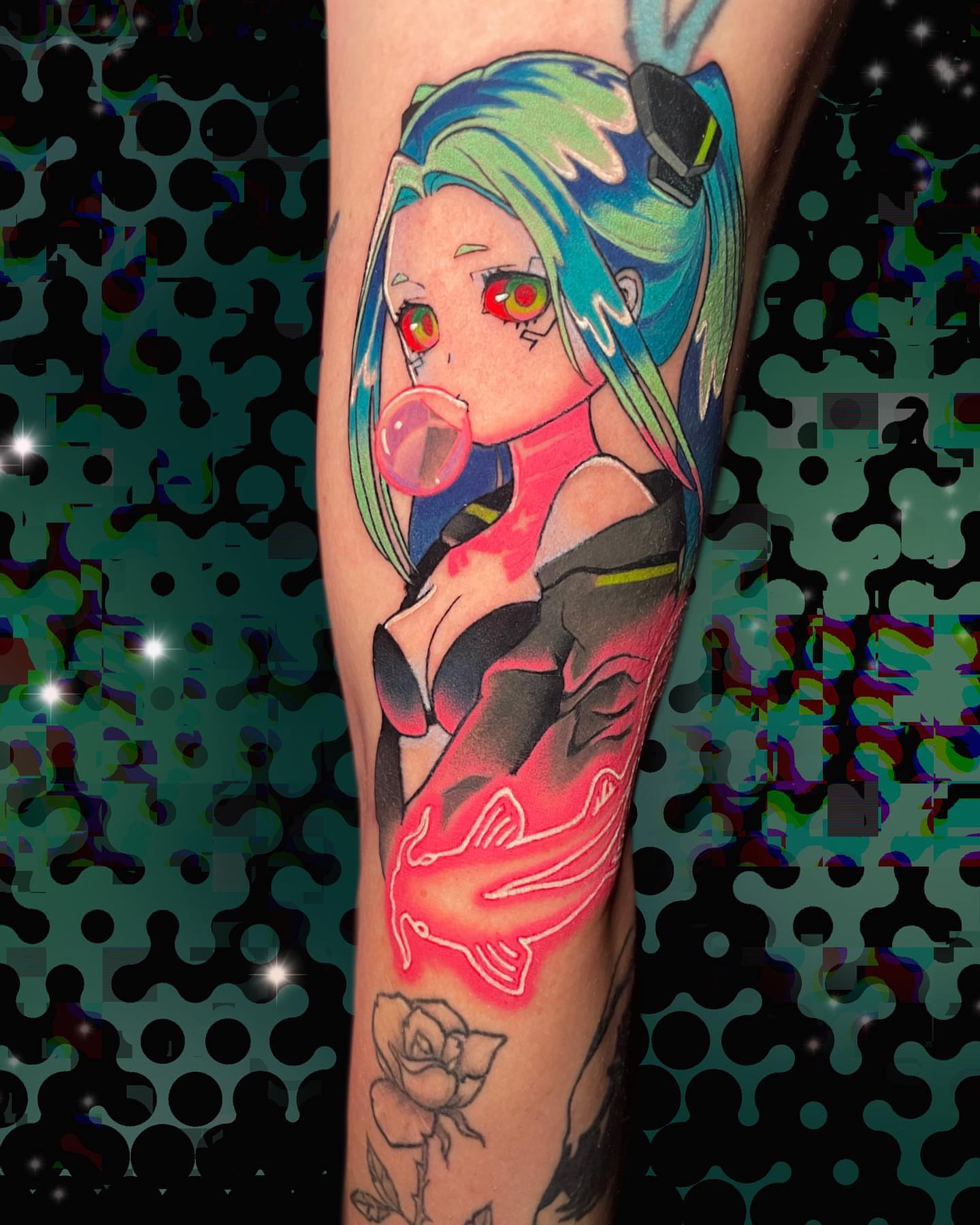 Anime character anime tattoo on the forearm by Wendy Ruiz