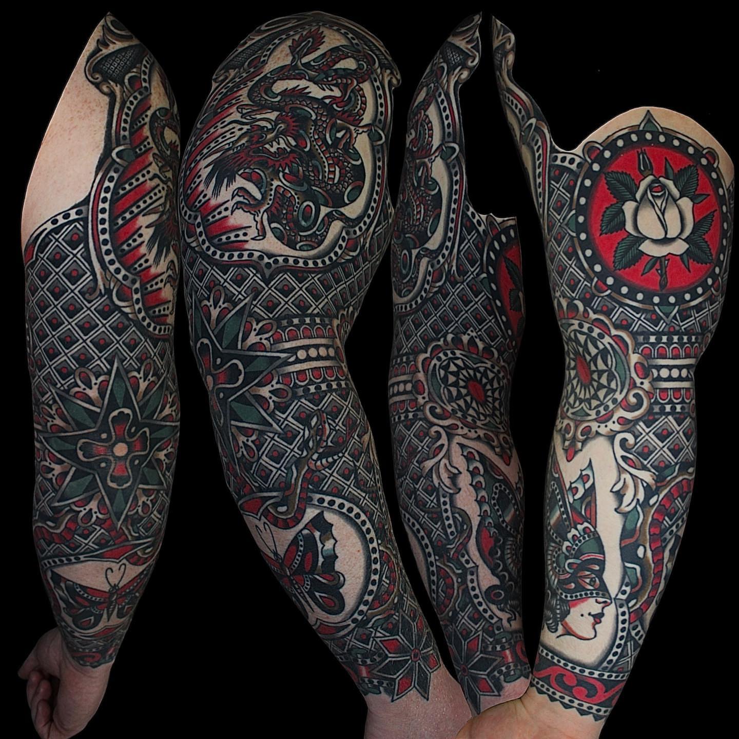 Tattoo by @dustinstemen โ american_traditional, dotwork