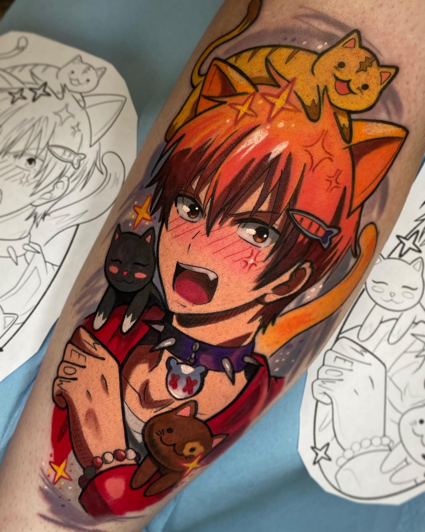 Tattoo by @karaxklenk — anime, dotwork