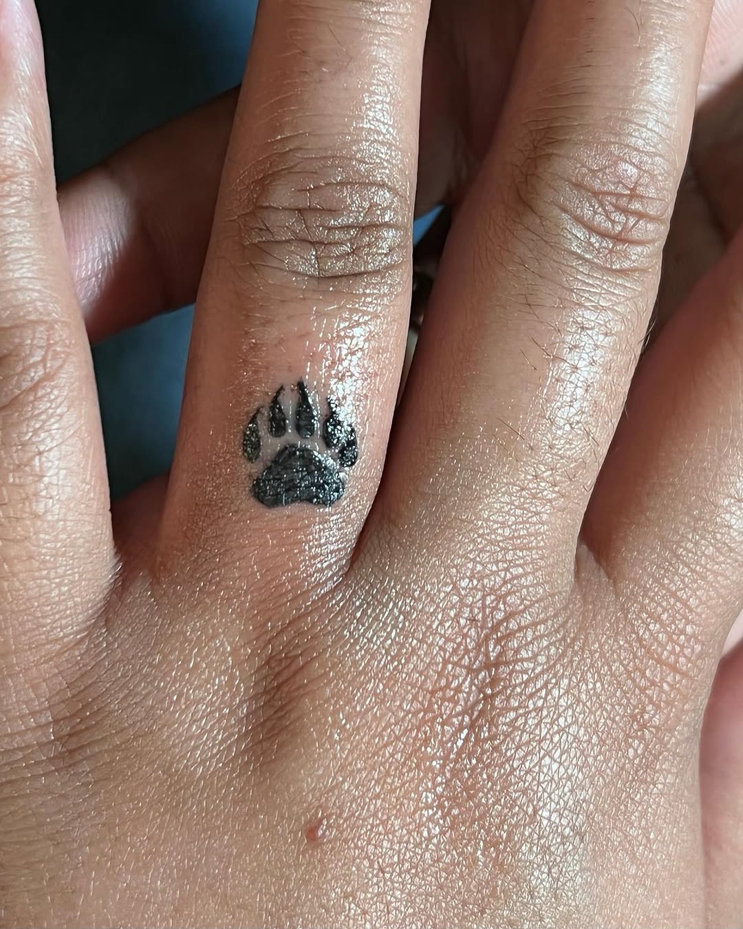 Paw print realism tattoo on the hand by Lea-yae’