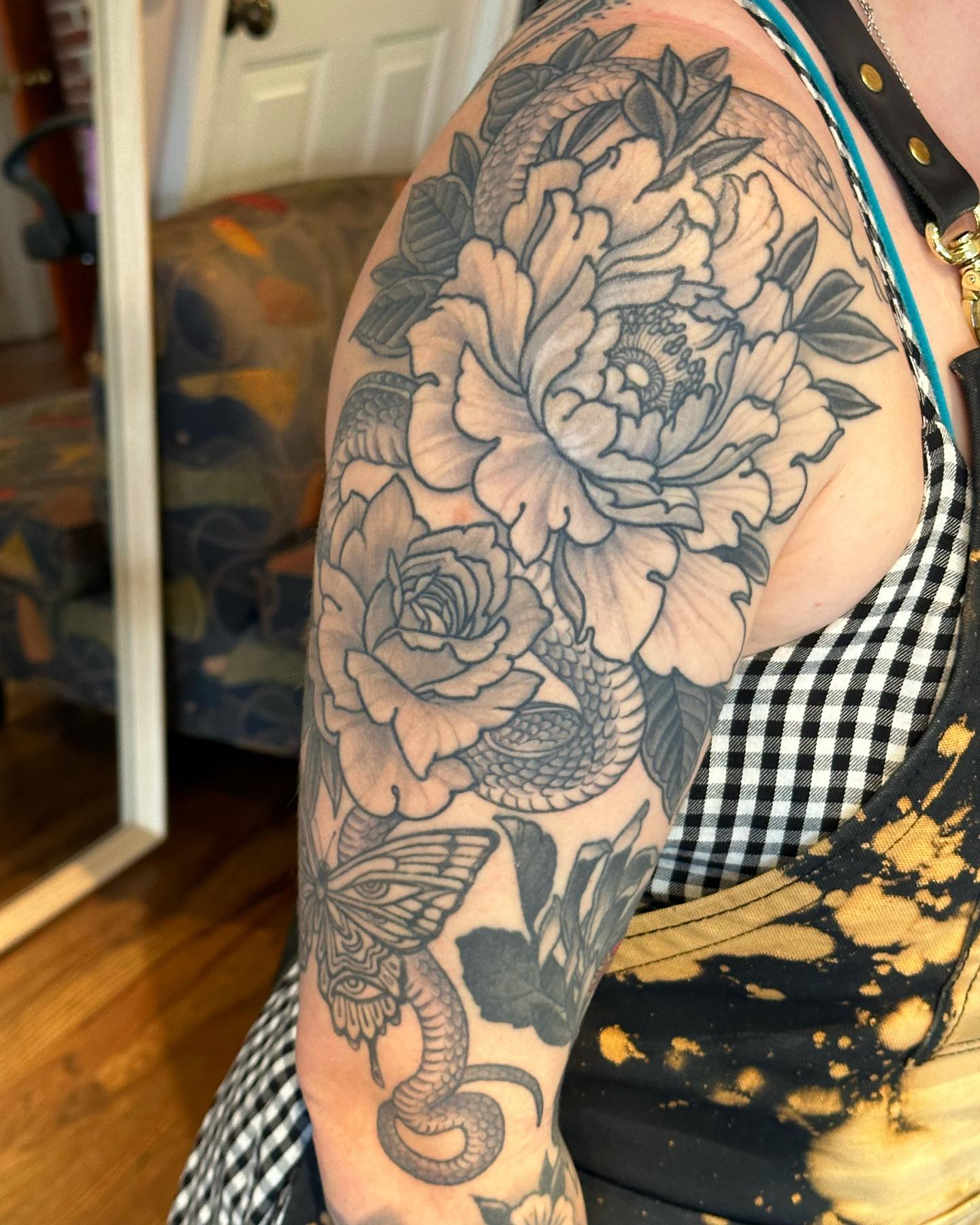 Tattoo by @langley_osborn — japanese_irezumi, black_and_grey