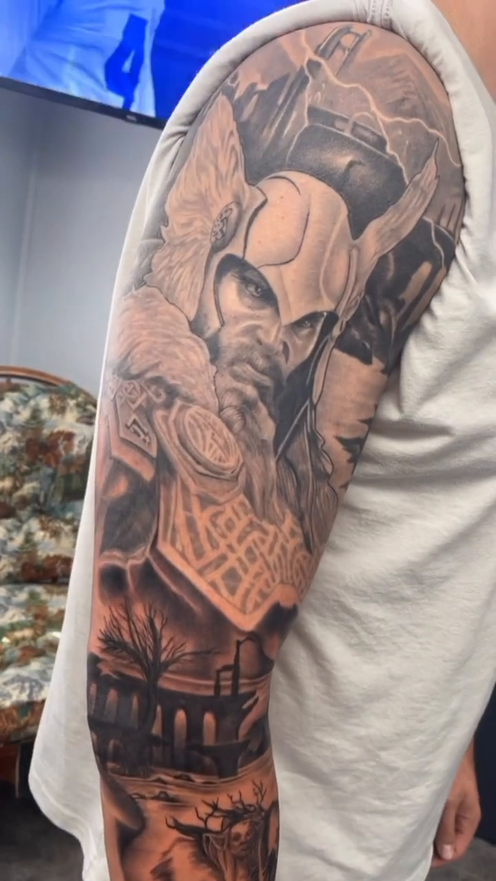 Tattoo by @bradbodenbendertattoos — realism, black_and_grey