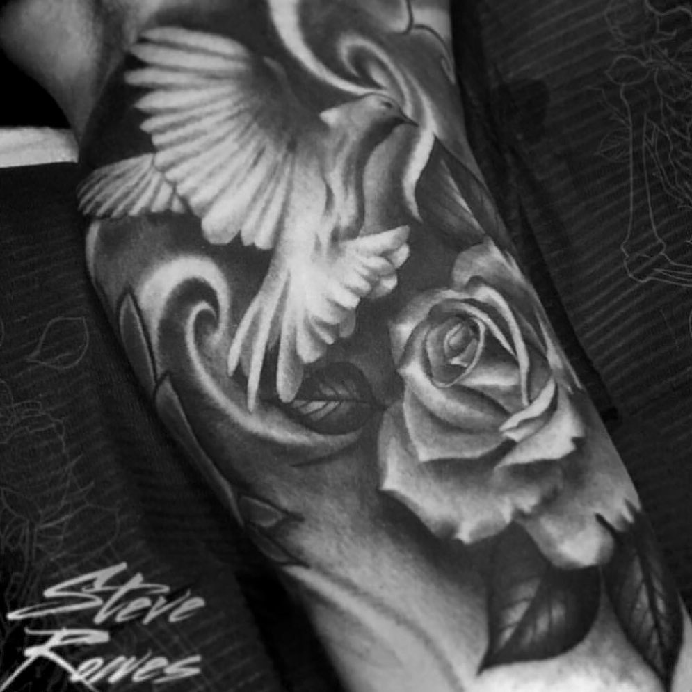 Tattoo by @steverowes — black_and_grey, realism