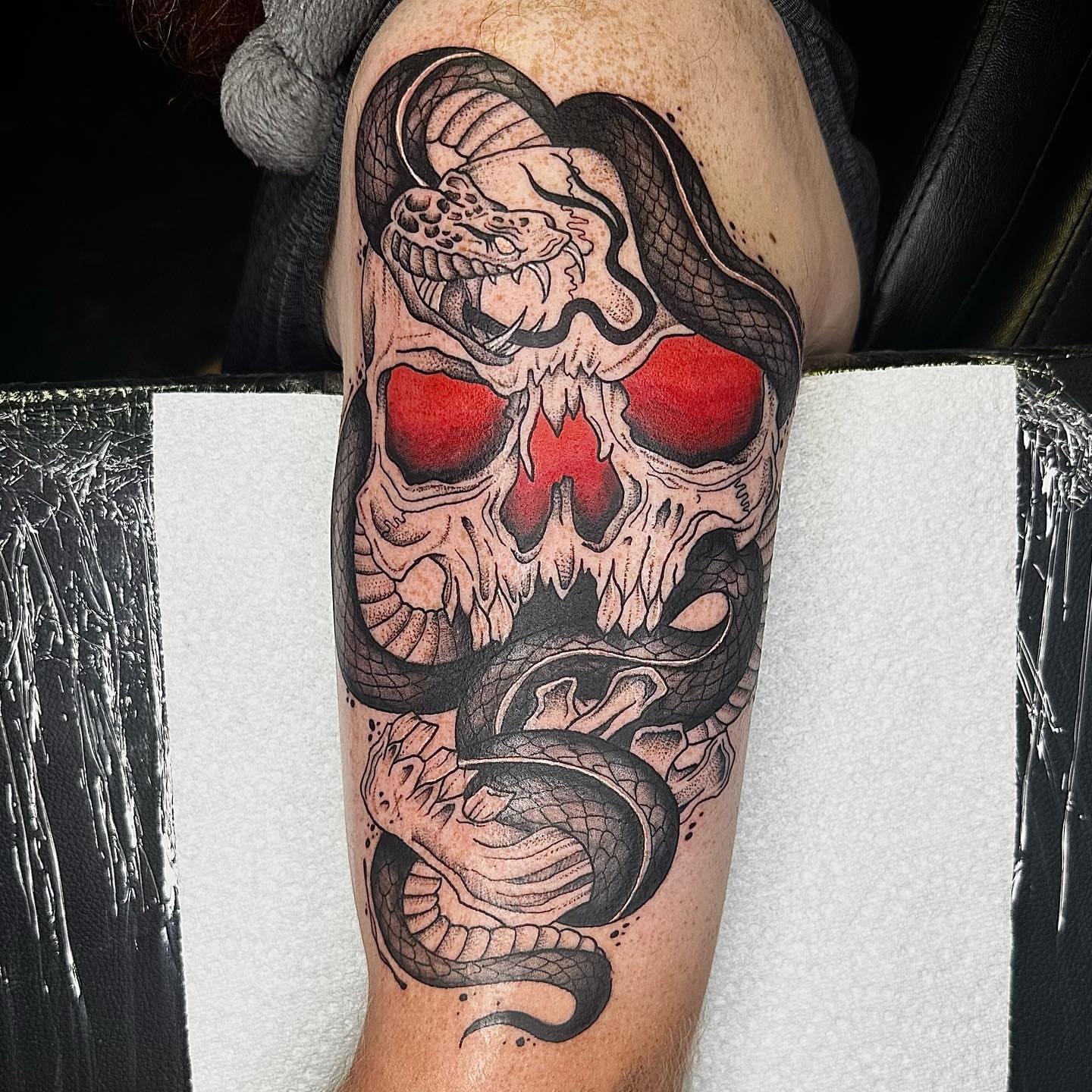 Tattoo by @colby_tattoos — dark_realism, black_and_grey