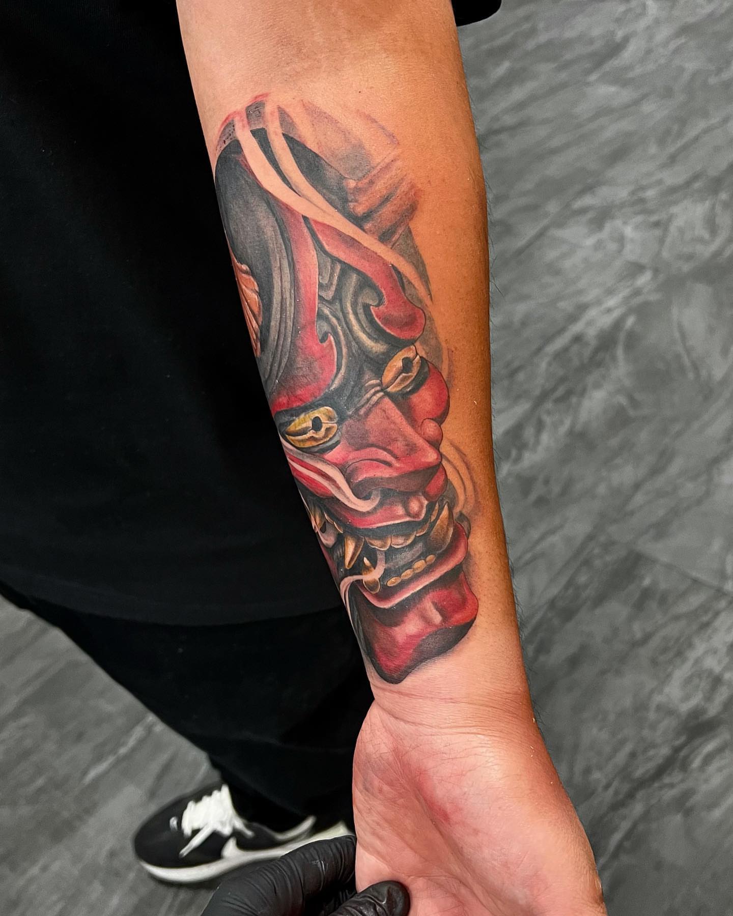 Mask realism tattoo on the forearm by ✨ 𝖘𝖙𝖆𝖇 𝖘𝖙𝖆𝖇 𝖘𝖙𝖆𝖇 ✨
