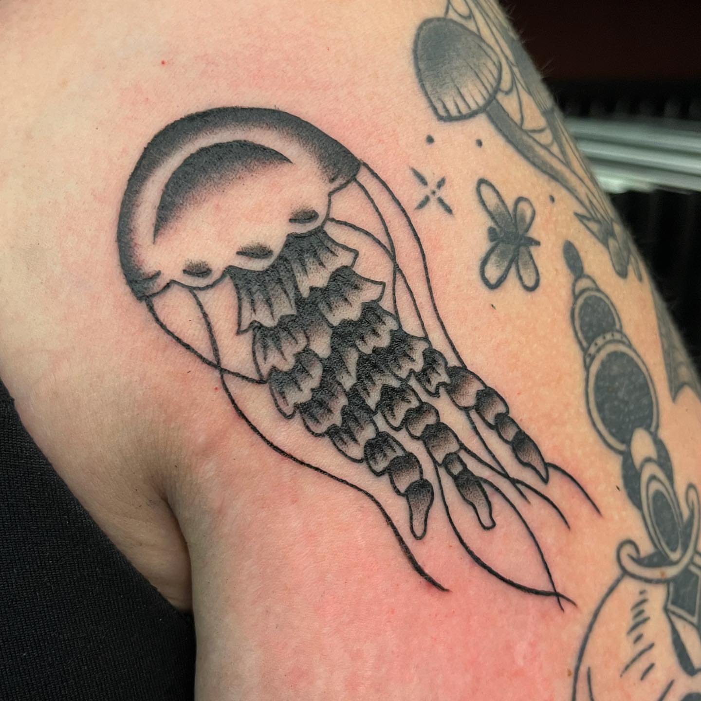 Tattoo by @atomicpanthertattoos — black_and_grey
