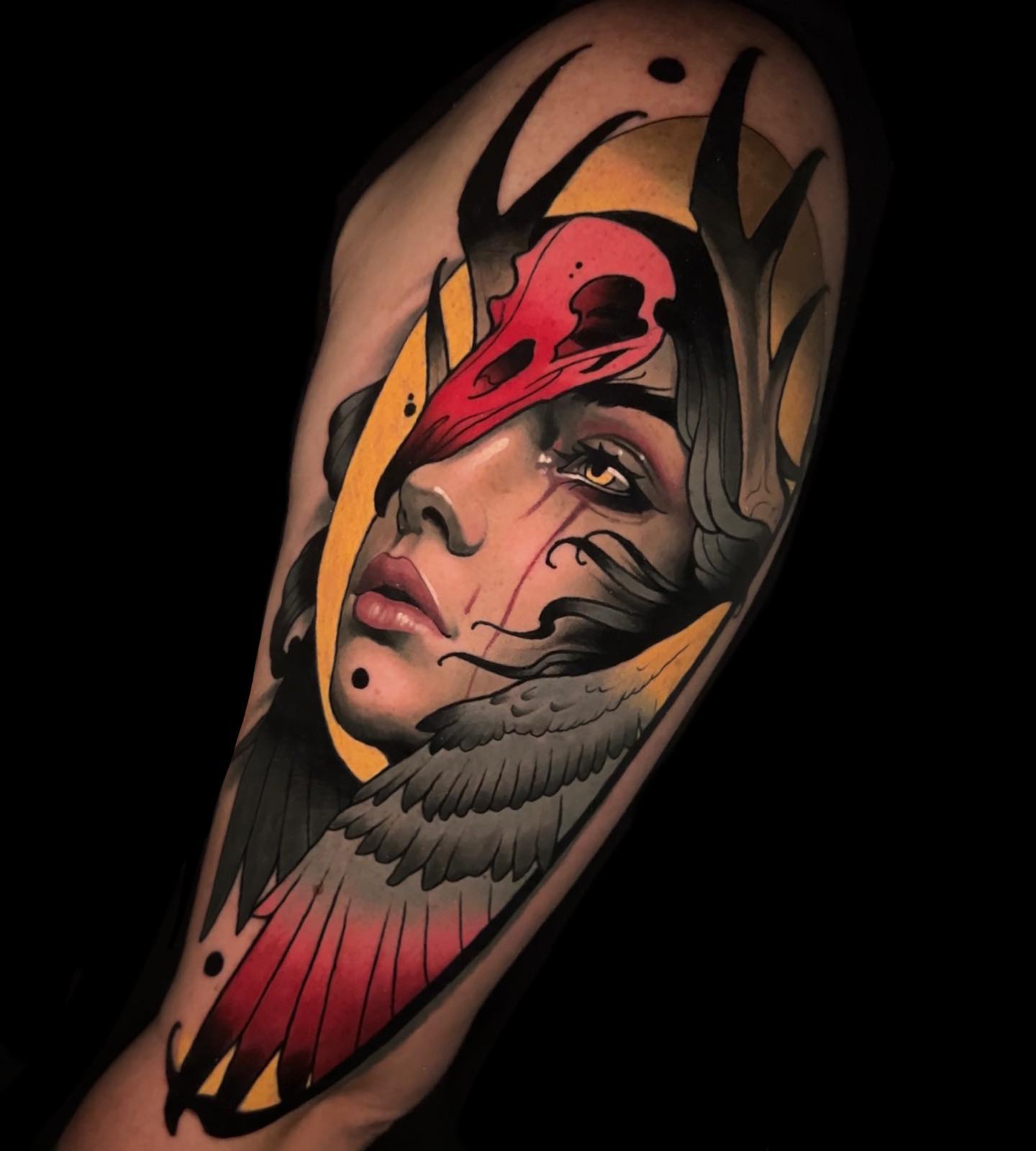 Neo-traditional tattoo on the forearm by Andrey