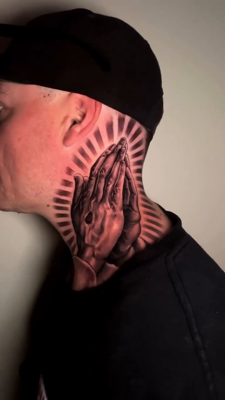 Praying hands realism tattoo by Steven M