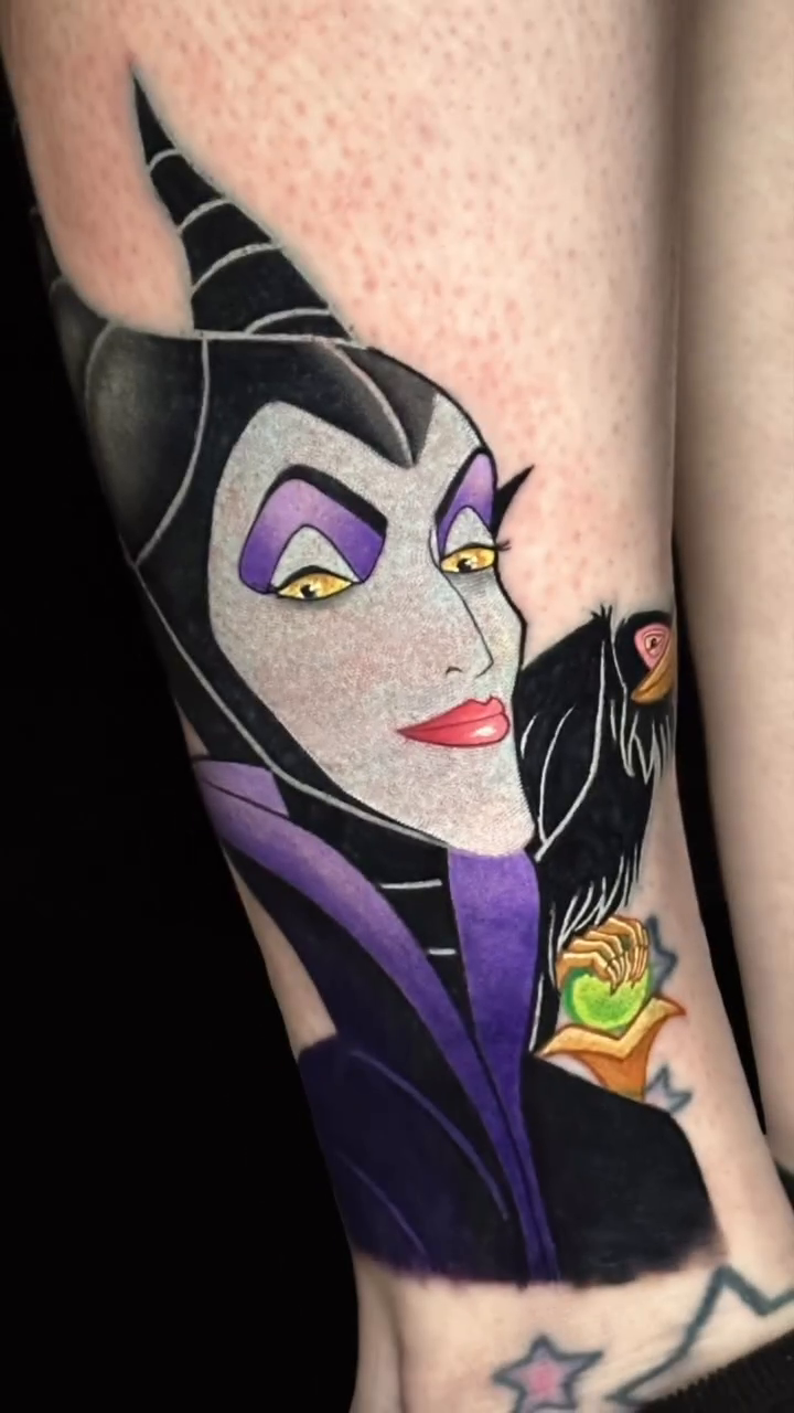 Maleficent neo-traditional tattoo by Kevin Bradley Jr, Mesa, Arizona