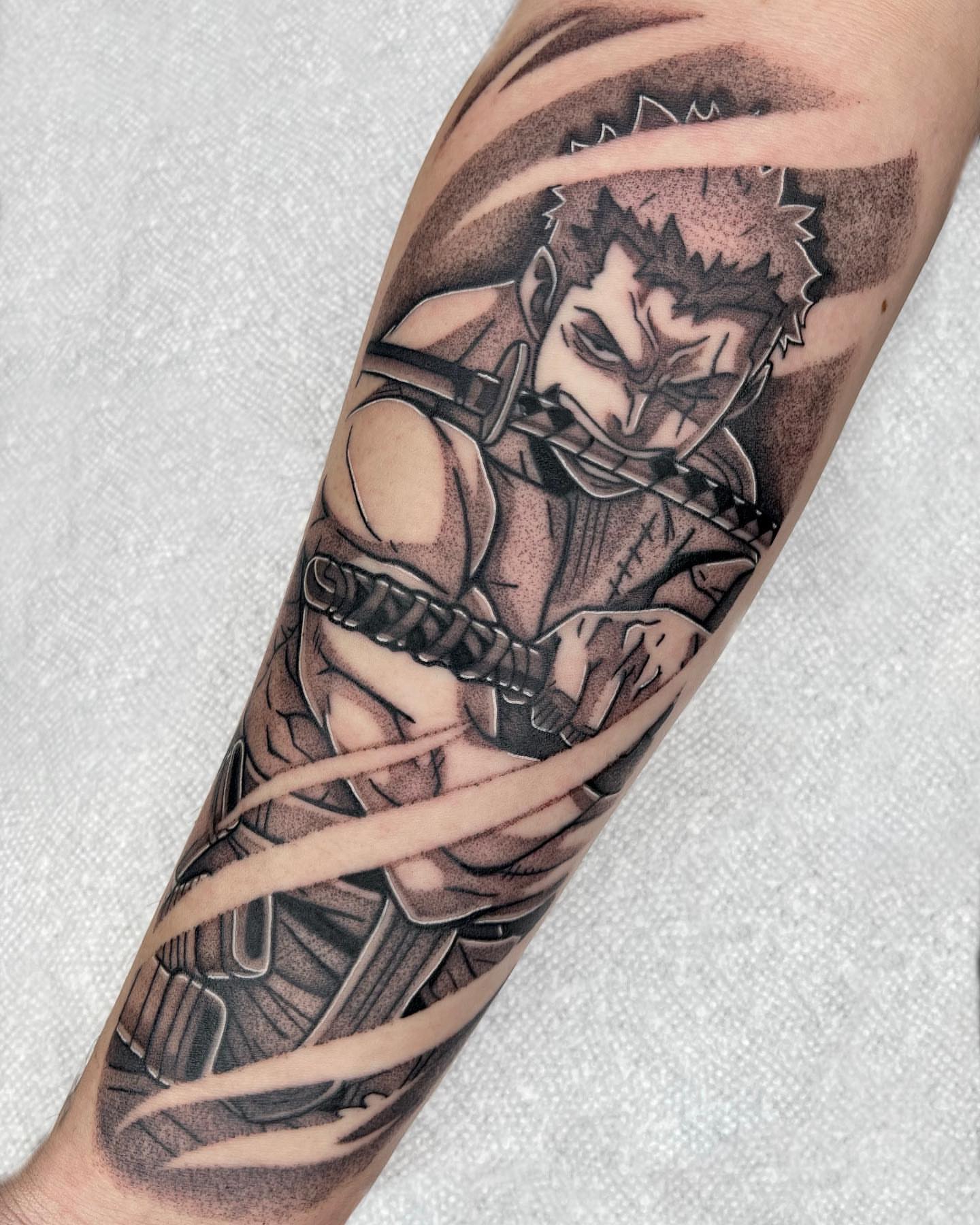 Samurai warrior realism tattoo on the forearm by Anastasia Vives
