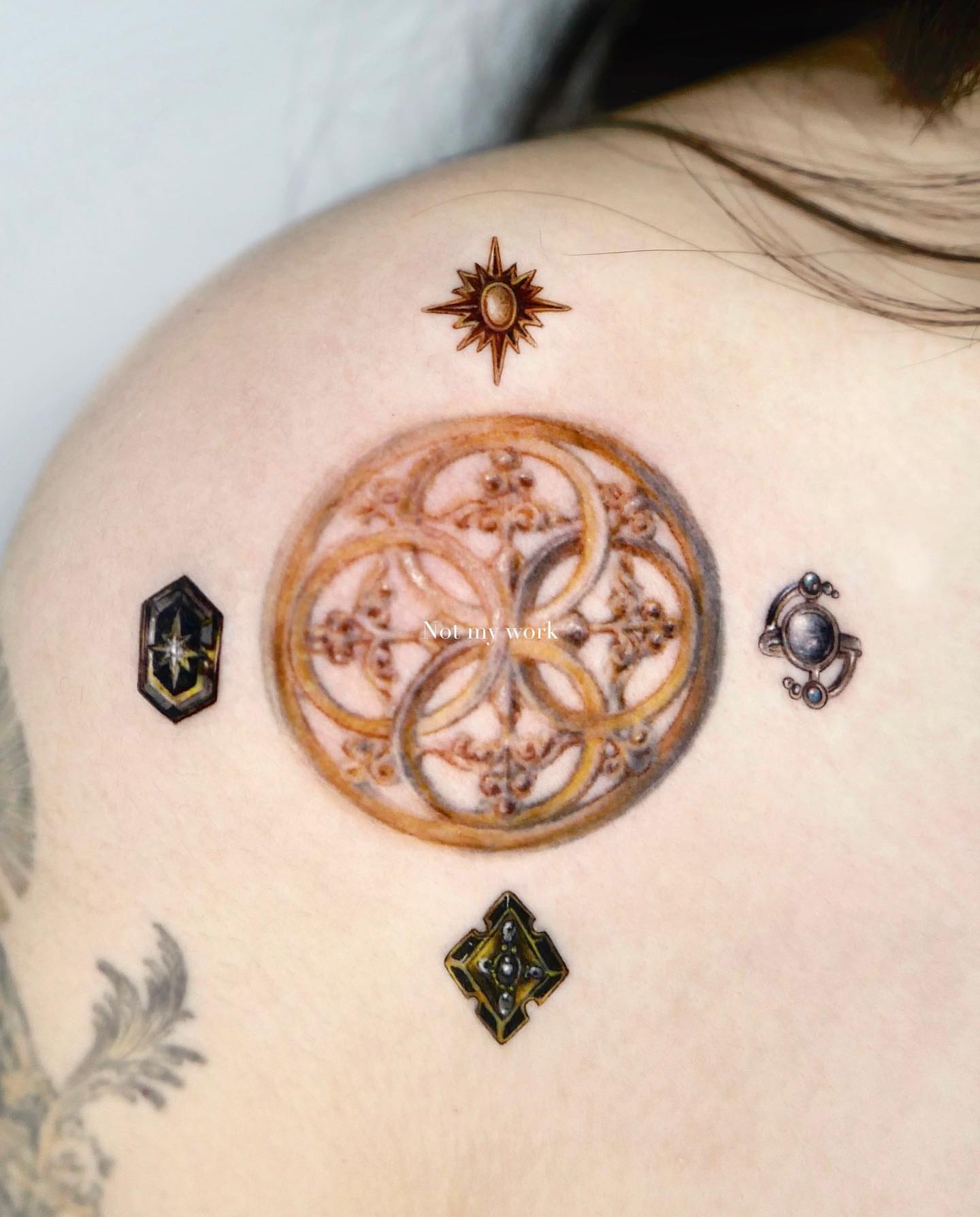 Geometric symbol geometric tattoo on the shoulder by Cyber sigil & ornamental tattoo π₯