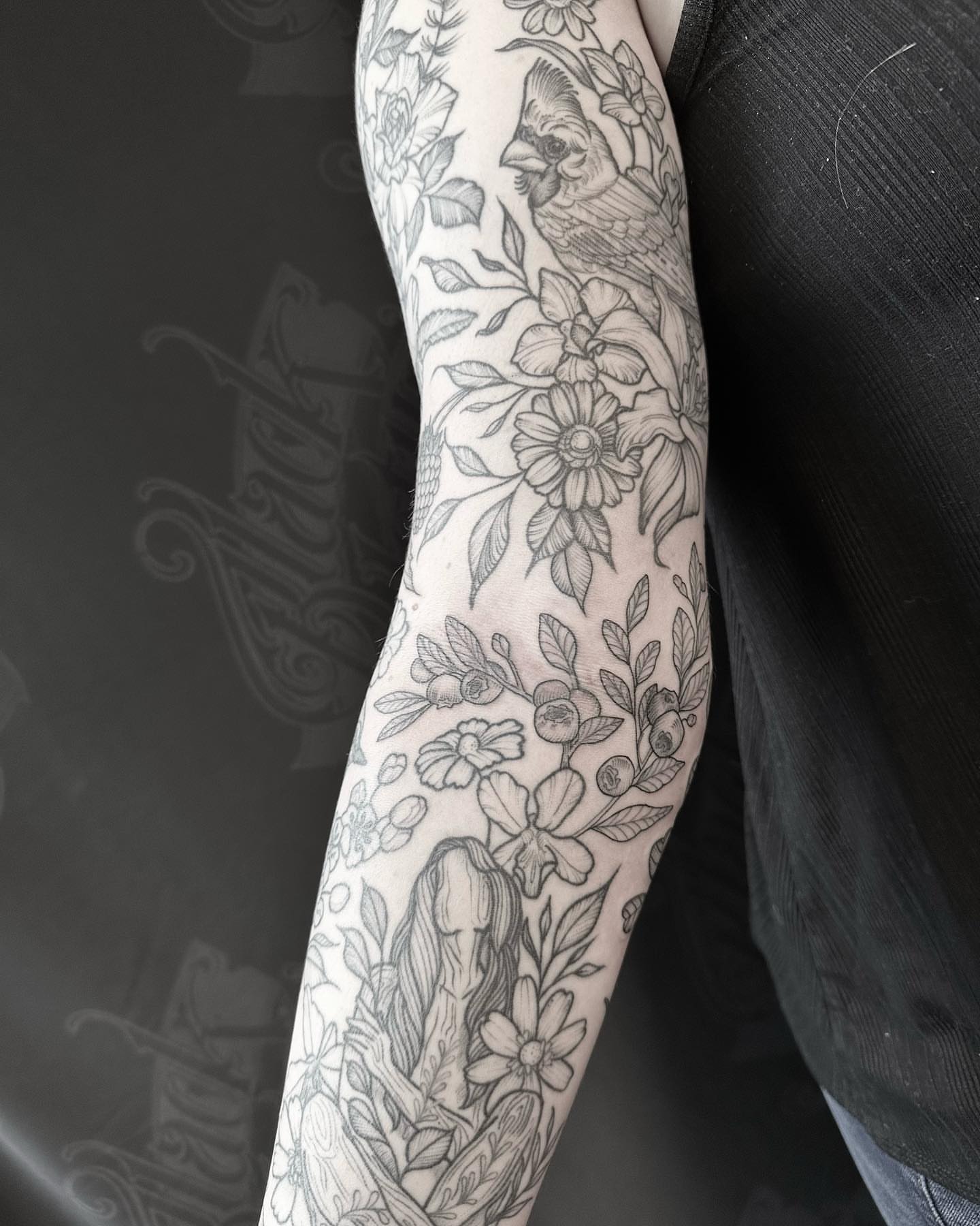 Tattoo by @kmarsdentattoos — black_and_grey