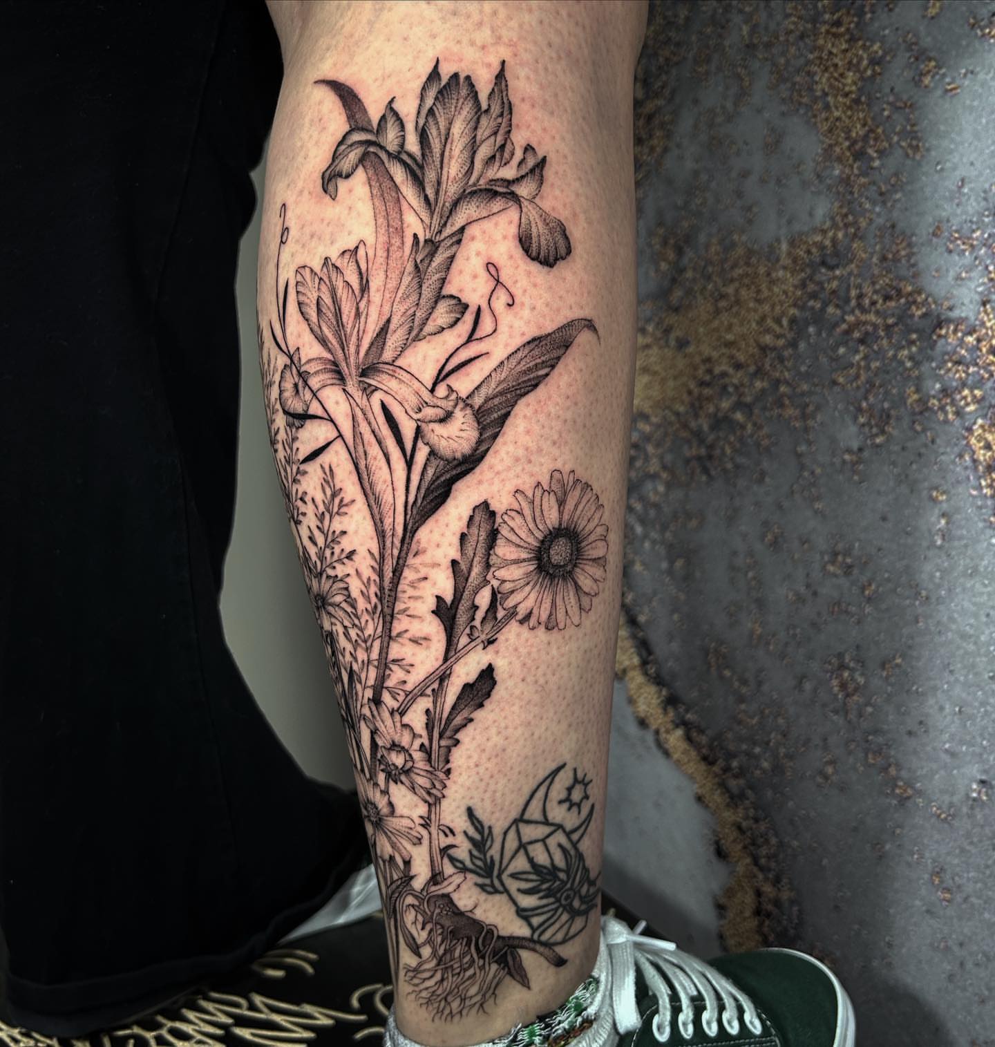 Tattoo by @c.x.dotline — black_and_grey, realism