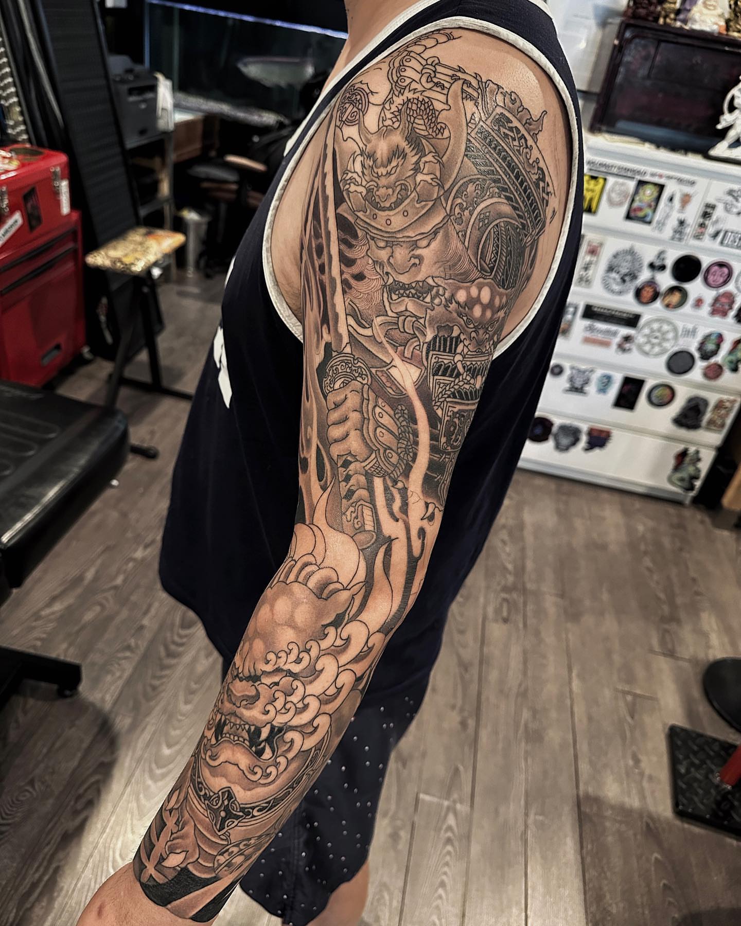 Japanese irezumi japanese irezumi tattoo on the upper arm by Xiaojun Yin, Vancouver, British Columbia