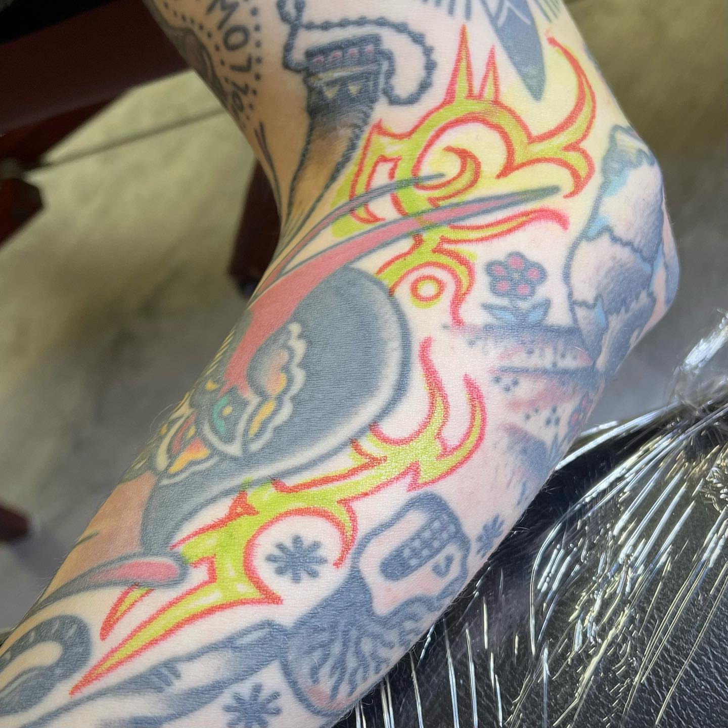 Motorcycle American traditional tattoo on the forearm by ⛓ Emily ⚔️ Milja ⛓