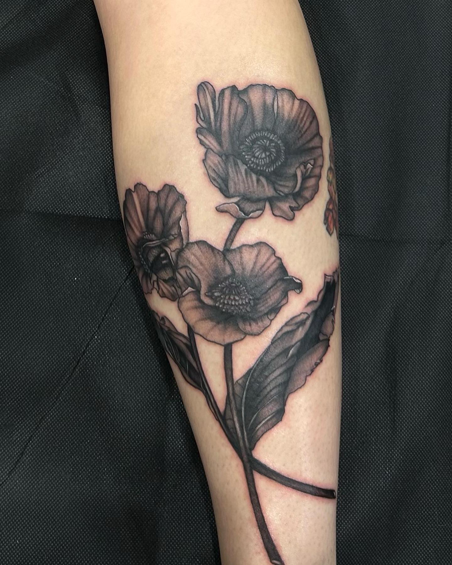 Tattoo by @deadgirltatting — black_and_grey, realism