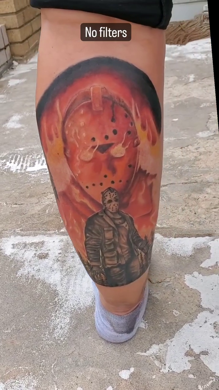 Jason Voorhees realism tattoo by Chris TL Jones