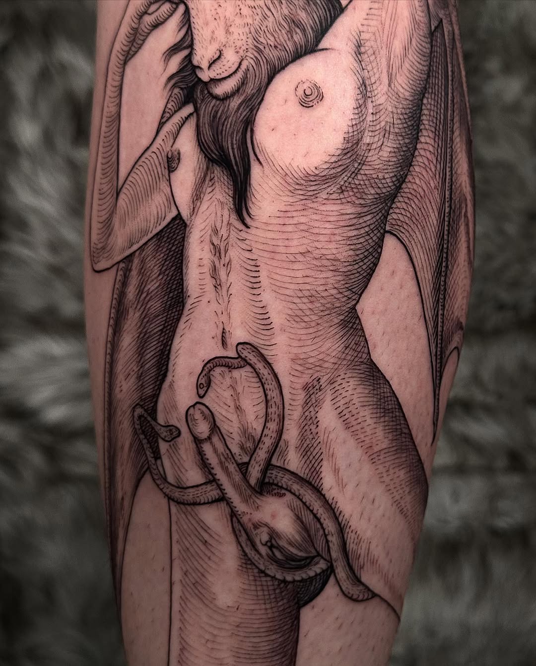 Tattoo by @tattoosbylandon — dark_realism, blackwork