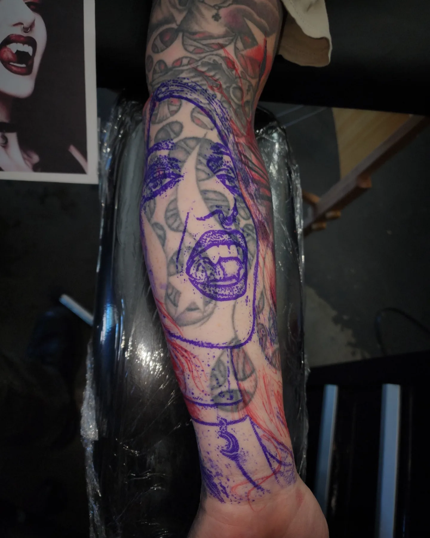 Portrait realism tattoo on the forearm by Drew Siciliano, Glendale, Arizona