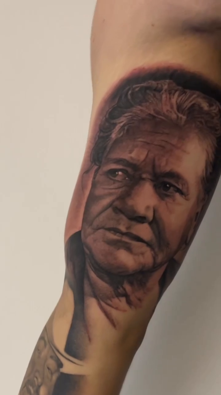 Portrait of a man realism tattoo by Richie Moreno lll