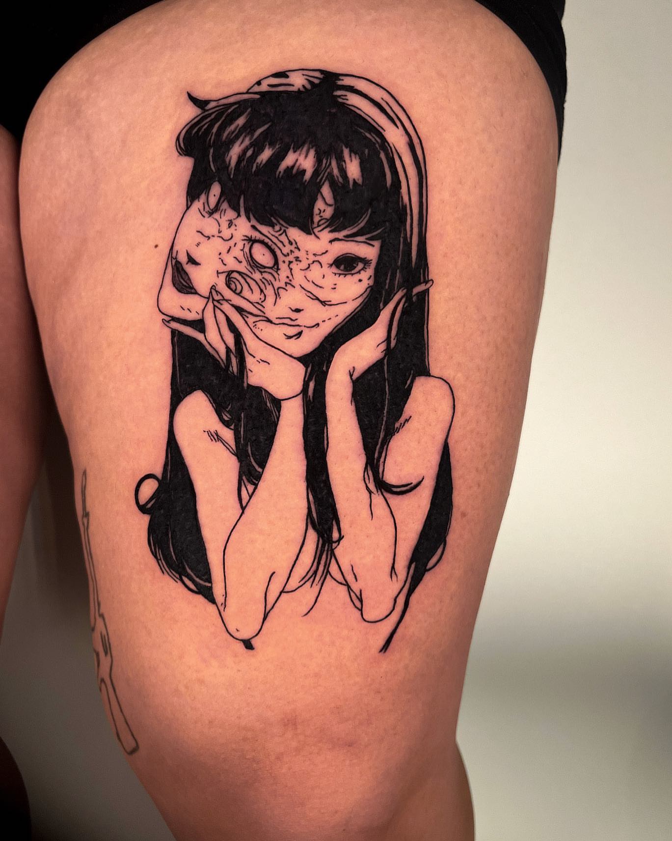 Girl with monster anime tattoo on the thigh by ππ²π΅π π§ - π£πͺπ½π½πΈπΈ ππ»π½π²πΌπ½