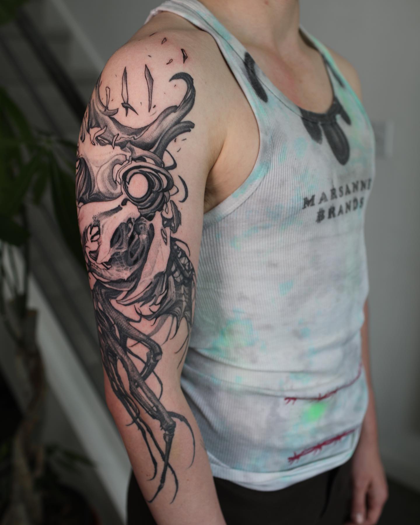 Tattoo by @strokin_dark — black_and_grey, dark_realism