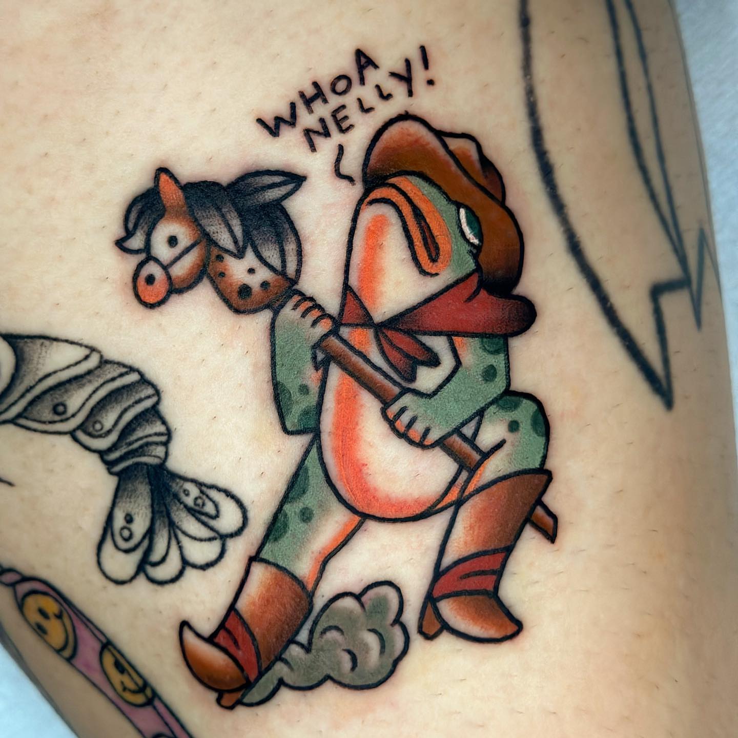 Cowboy riding horse American traditional tattoo on the forearm by π»πππππ πΉπππ