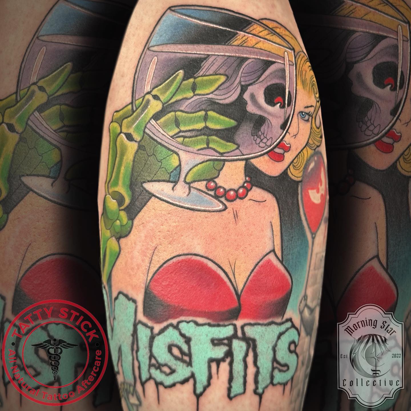 Misfits band logo American traditional tattoo on the forearm by B.G. Germershausen