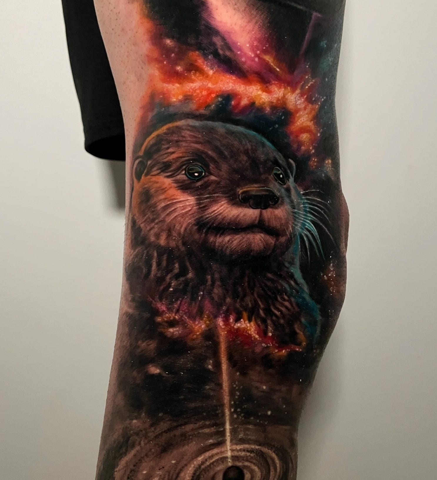 Otter realism tattoo on the forearm by Elidia Veliz