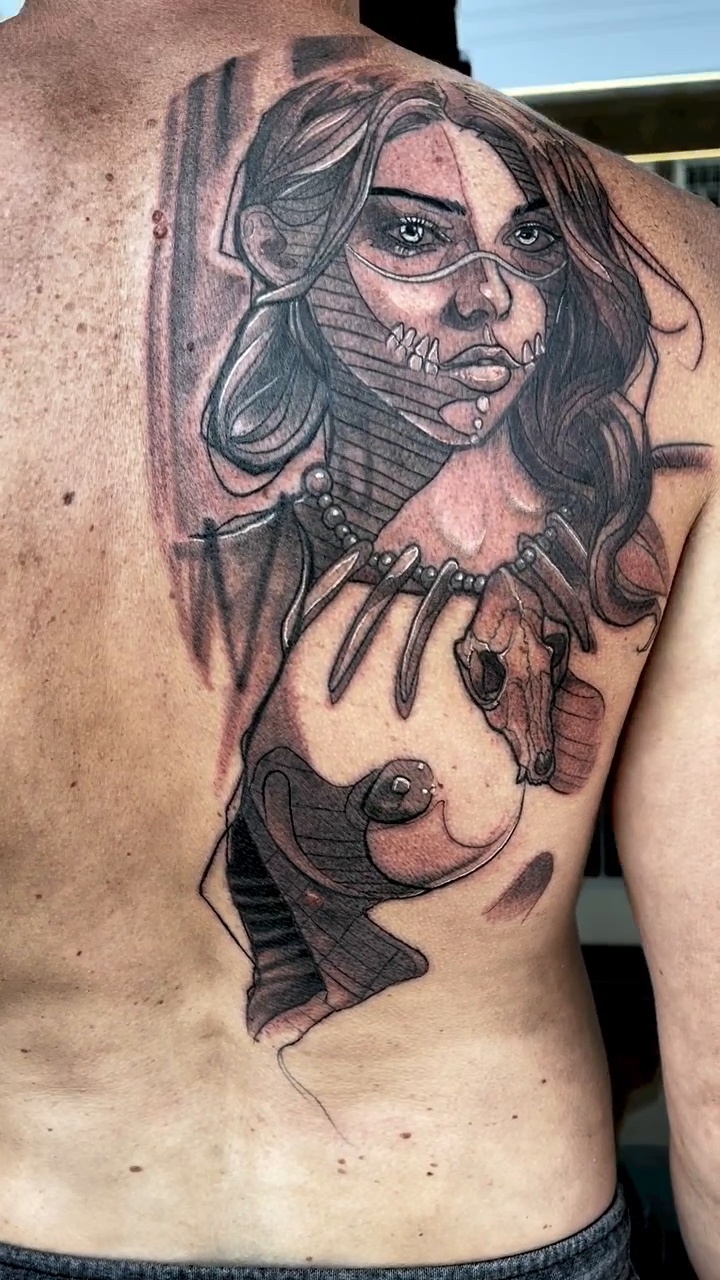 Tattoo by @jessewilliamstattoo — dark_realism, trash_polka