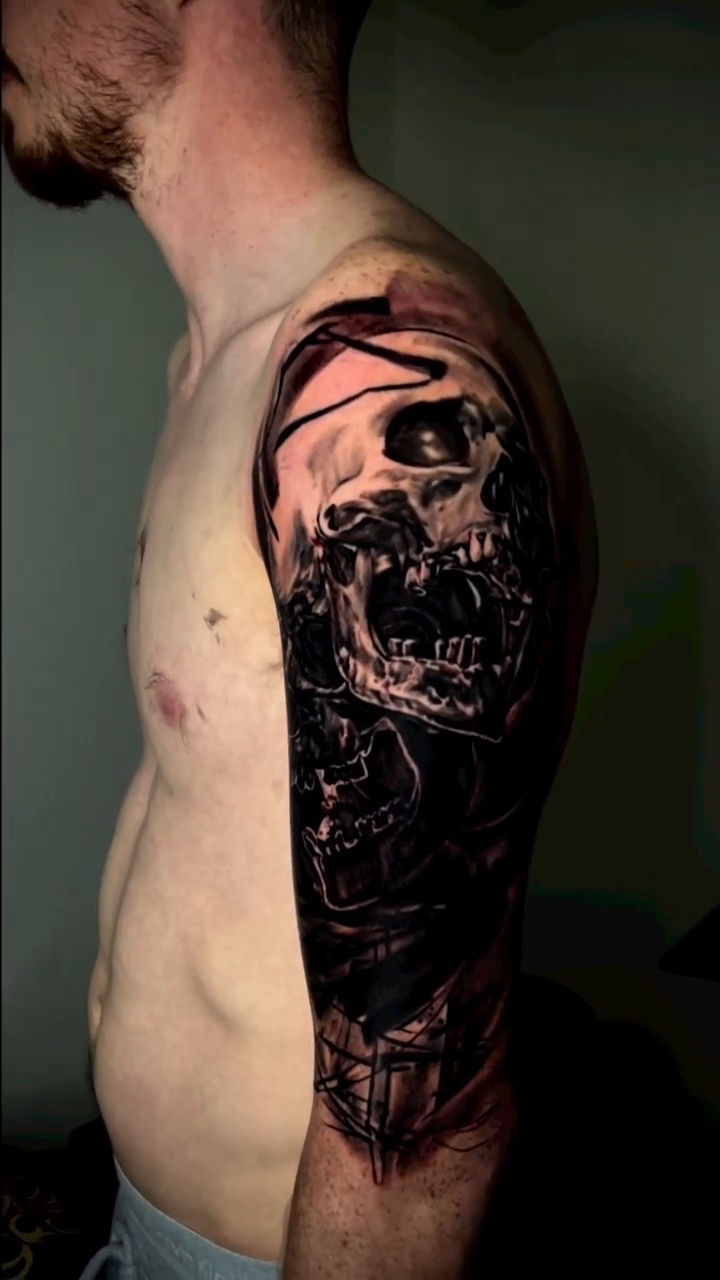 Tattoo by @sim_camillonitattoos — dark_realism, black_and_grey