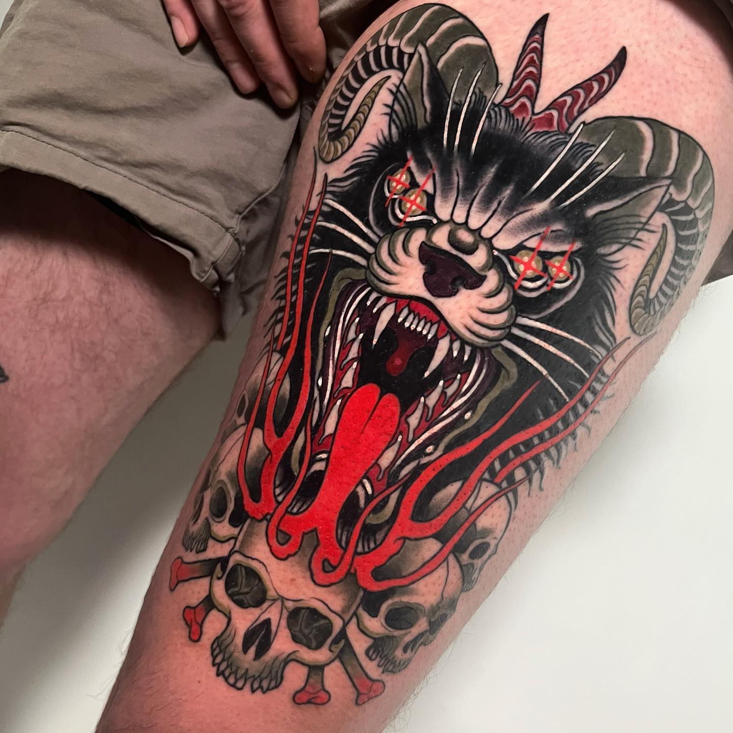 Tattoo by @saralewistattoo — american_traditional, dark_realism