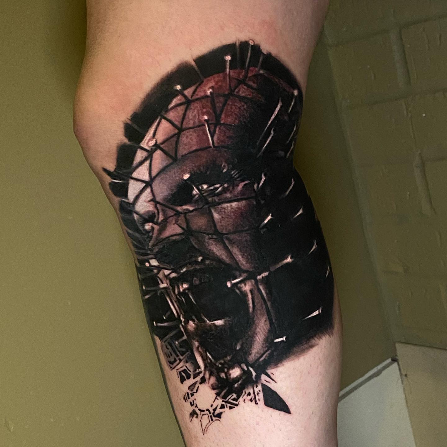 Pinhead dark realism tattoo on the forearm by Lindsey Lane, Dallas, Texas