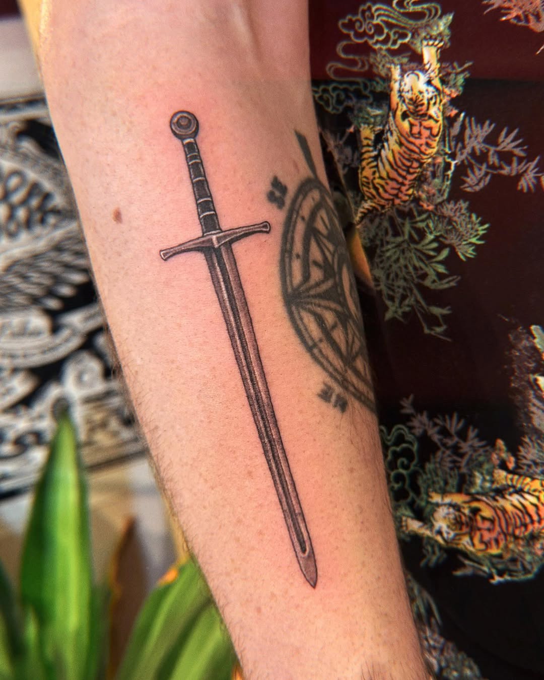 Sword realism tattoo on the forearm by 🦎Langley Osborn Tattoos🦎, Maryville, Tennessee